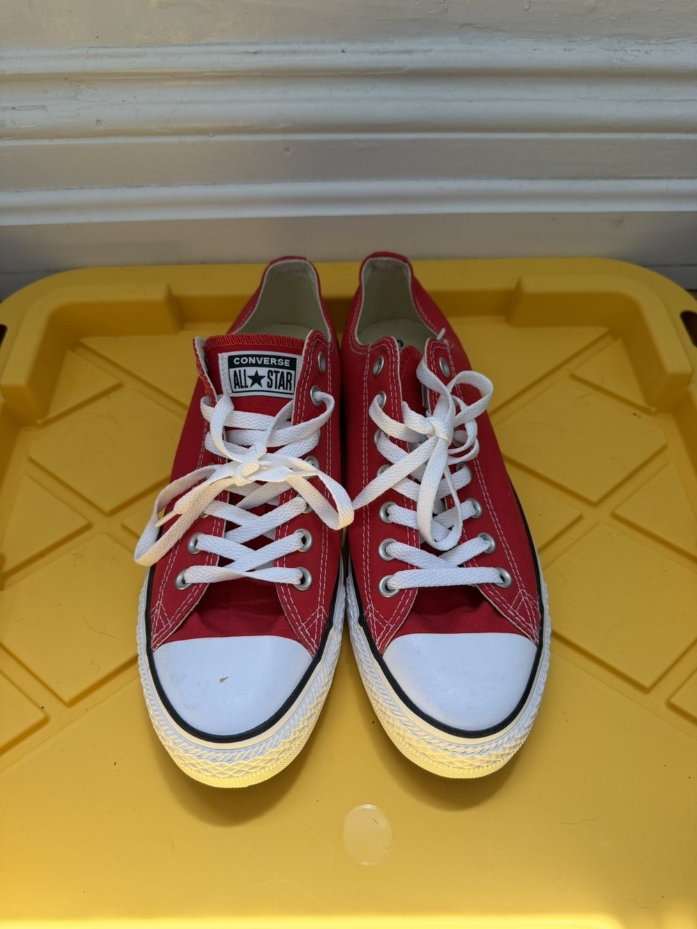 Converse Kids Red Low Top Canvas Sneakers with White Accents